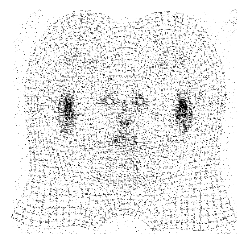 Stippled halftone pattern forming a simplified round face with dark eyes and ear shapes — ai advertising agency Thinkdiff, visual filler for Thinkdiff's Insights section